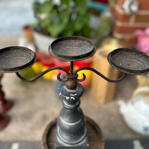 Hobby Lobby Accents Vintage Wood And Metal Candelabra 3 Arm